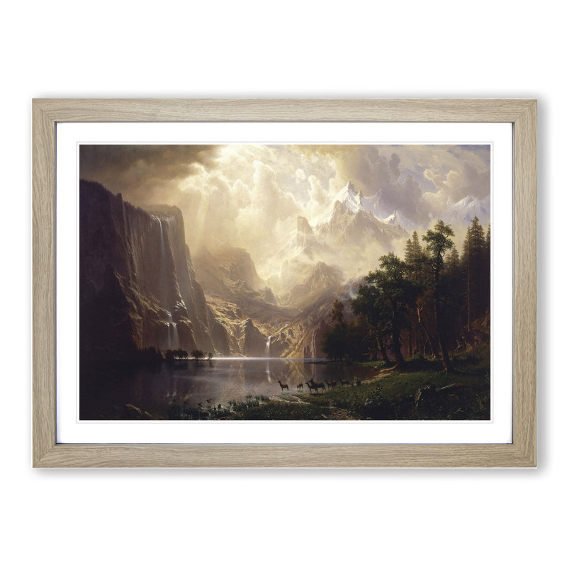 Among the Sierra Nevada by Albert Bierstadt - Picture Frame Graphic Art, 27cm H x 36cm W x 2cm D, Oak Framed