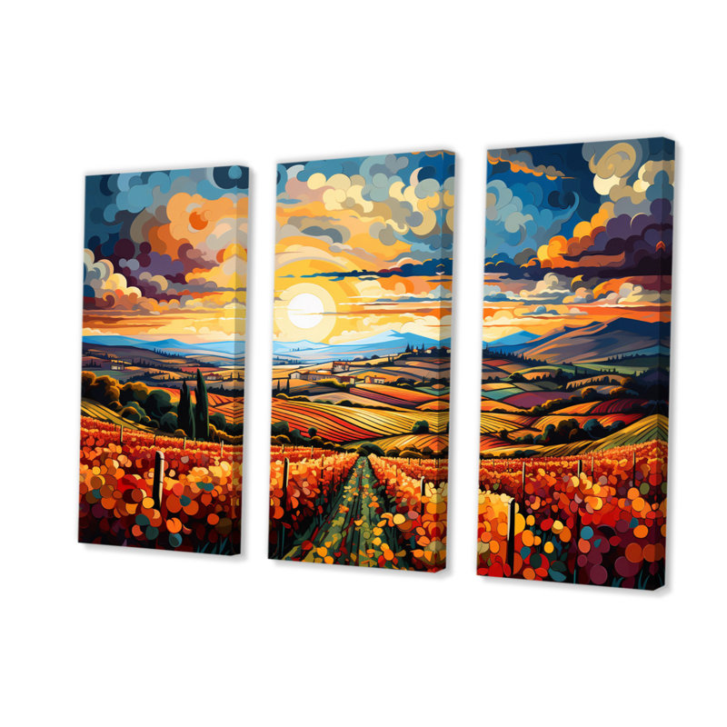 " French Vineyard Symphony I " 3 - Pieces, 28" H x 36" W x 1" D