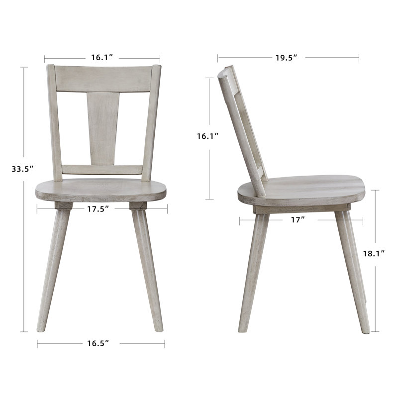 17" Wide Modern Country Farmhouse Wood Dining Room Chairs, 8, Light Gray