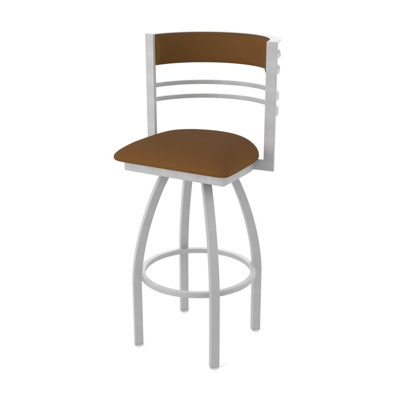 Hunter Swivel Stool, Tabouret de bar (siège d'une hauteur de 30 po), Nickel anodisé, Vinyle - Chaume de galop