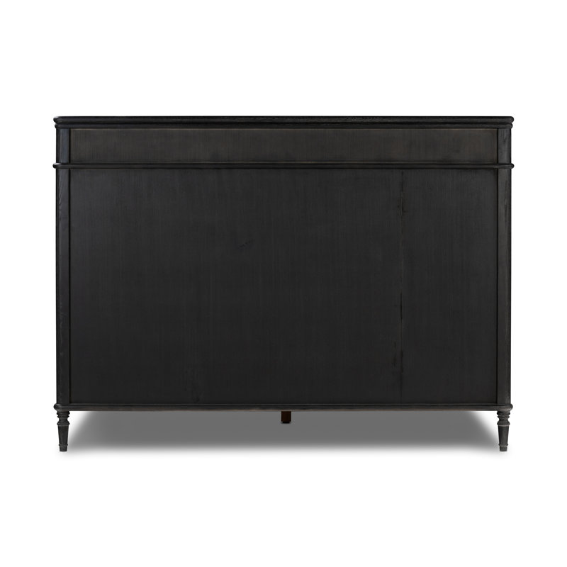 Toulouse Solid Wood Bed, King, Distressed Black