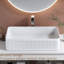 Lavabo vasque rectangulaire - 20 po x 13,6 po blanc moderne avec ensemble de drain, évier au-dessus du comptoir en céramique