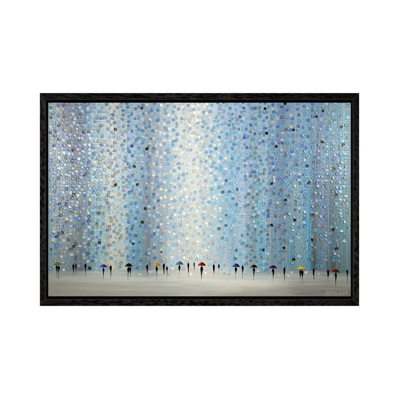 Little Umbrellas by Ekaterina Ermilkina - Painting on Canvas, Black Framed, 101.6 cm H x 66.04 cm W