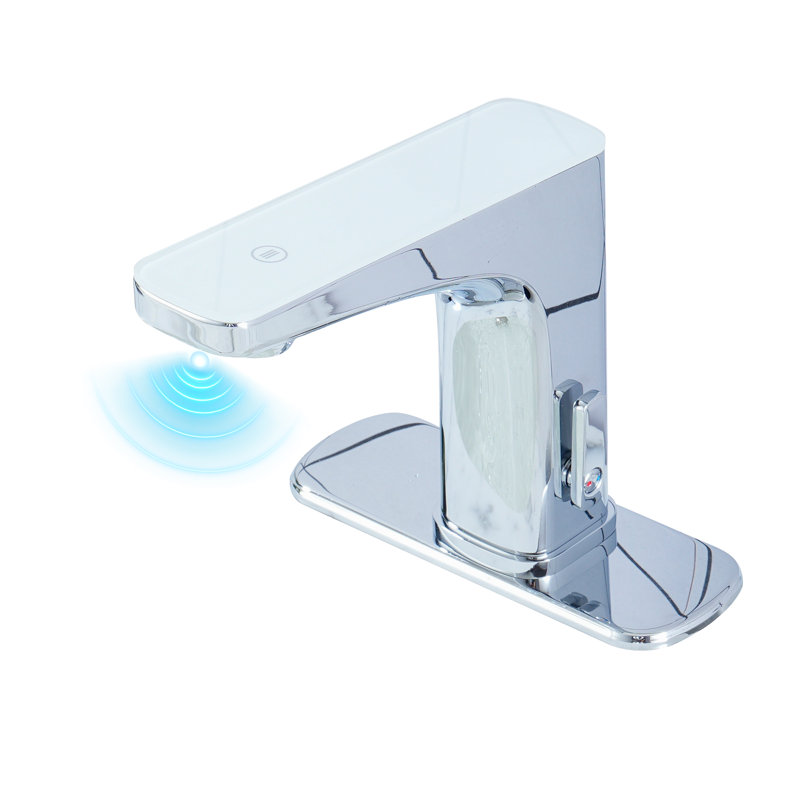 Robinet de salle de bain à un trou avec capteur tactile et affichage de la température à DEL, Chrome