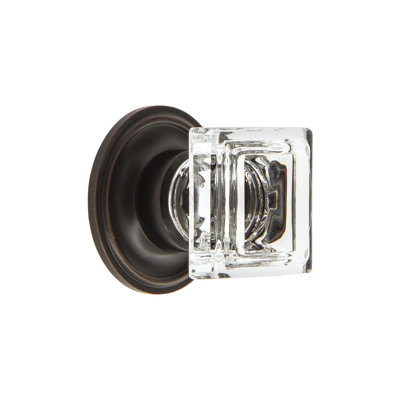 Poignée carrée en cristal 1-1 / 4 po avec rosette Georgetown Grandeur Carré
