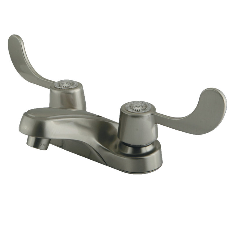 Kingston Brass Vista Two-Handle 2-Hole Deck Mount 4" Centerset Bathroom Faucet, Brushed Nickel, Not Pop-Up Drain Included
