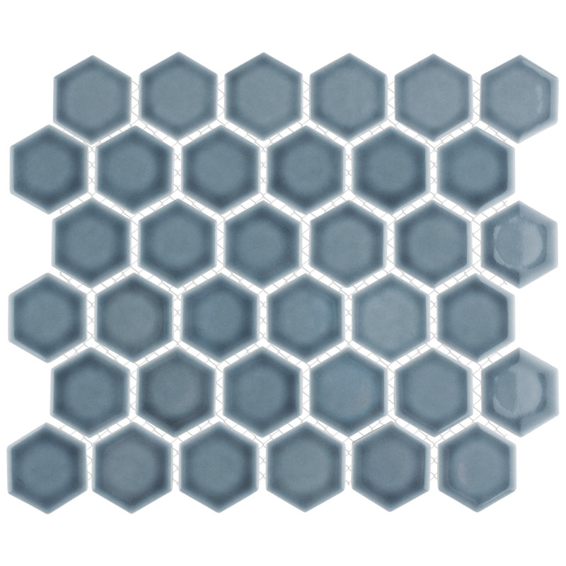 Hudson Due 2" x 2" Hex Porcelain Mosaic Wall & Floor Tile, Storm Gray