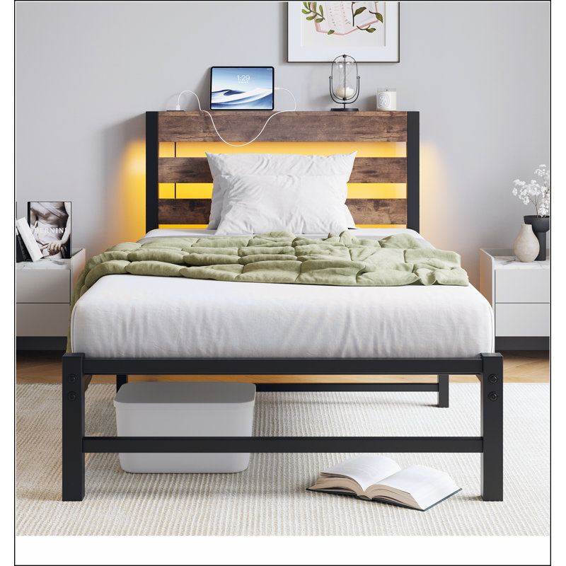 Beige;Brown Bed, Twin, Brown/Beige
