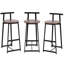 Tabourets de bar à hauteur de comptoir Rodney (3), noir et brun noyer. Base en métal avec une capacité de poids de 220 lb. Sièges ergonomiques. Style moderne pour la cuisine, le bar. Hauteur de l'utilisateur. Brun. Support dorsal