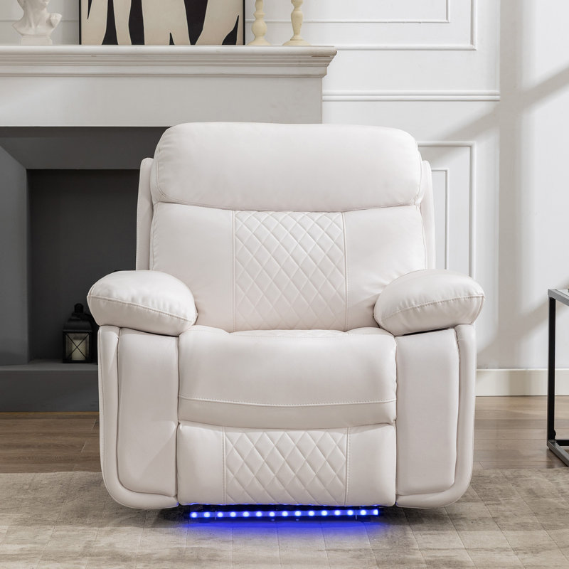 Fauteuil de cinéma inclinable Heaney, Similicuir blanc