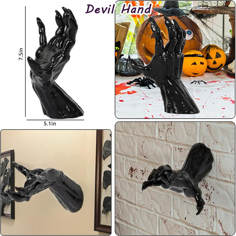 The Holiday Aisle® Halloween Decorations Wall-Art Hand-Sculpture  Jewelry-Organizer - Gothic Decor Realistic Witch's Demon Hanging Thing Hand  Statue Resin Skeleton Wall Art For Living Room 2.25*1*3 In