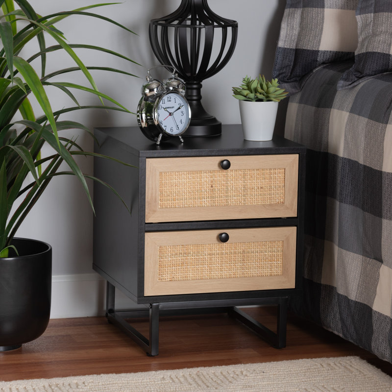 Asleigh 15.7'' W 2-Drawer Nightstand in Espresso Brown