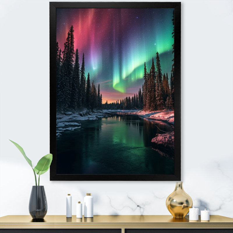 Yukon Northern Lights Beauty IV, reproduction sur toile encadrée, Cadre photo noir, H 40 po x l 30 po x P 1,5 po
