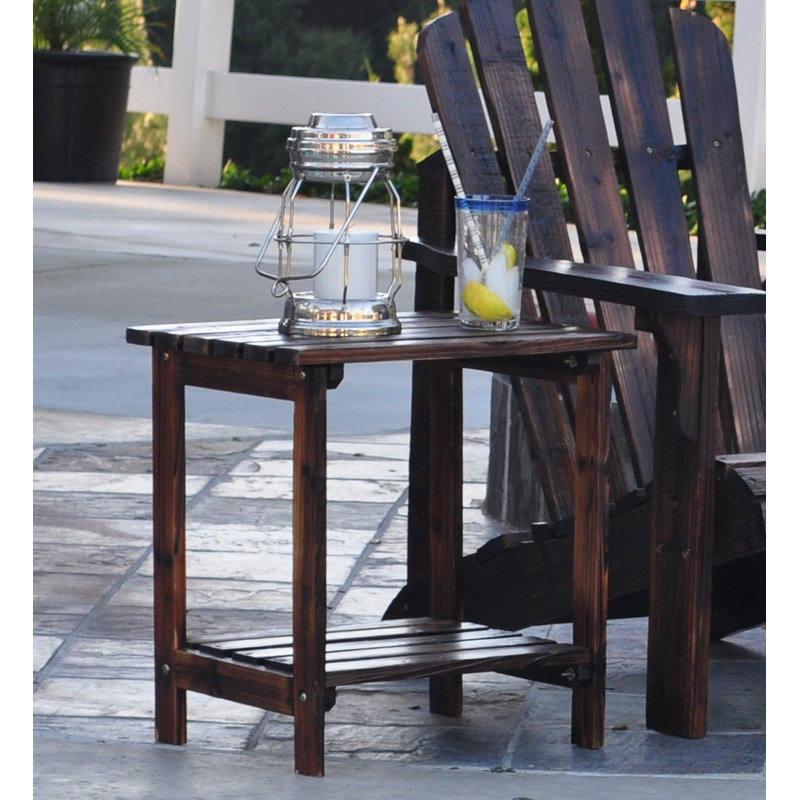 Casner Rectangular Outdoor Side Table , 14'' in. W 20'' in. D, Burnt Brown