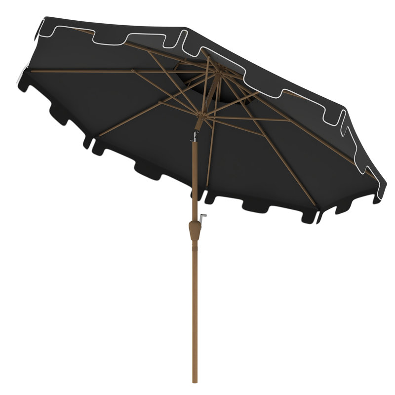 Parasol de patio à double volants avec bouton-poussoir inclinable et manivelle, Gris foncé
