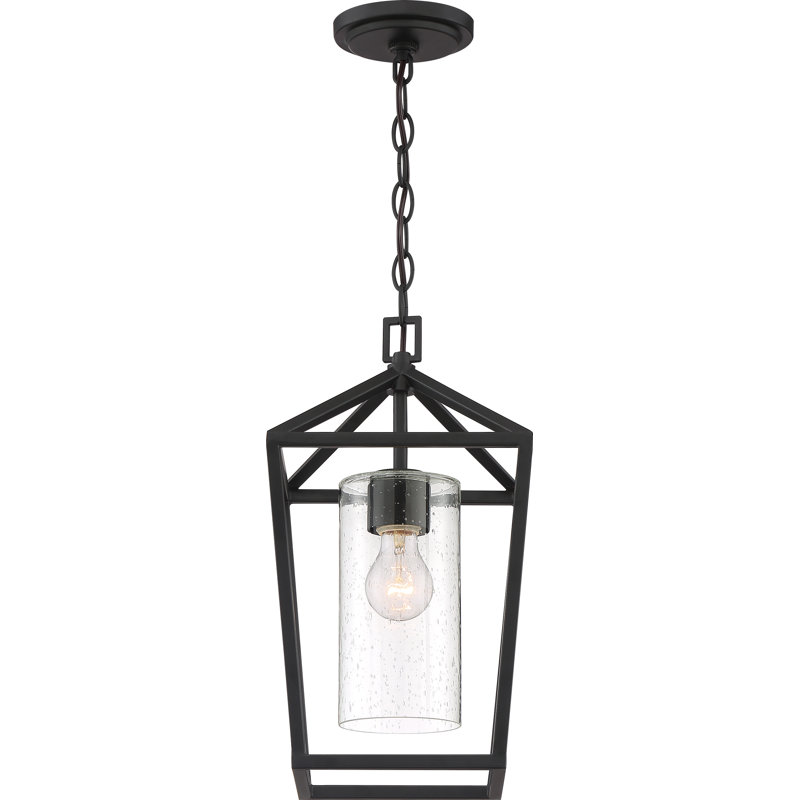 Lanterne suspendue d'extérieur 1 lumière noire mat H 17,63 po Alicia