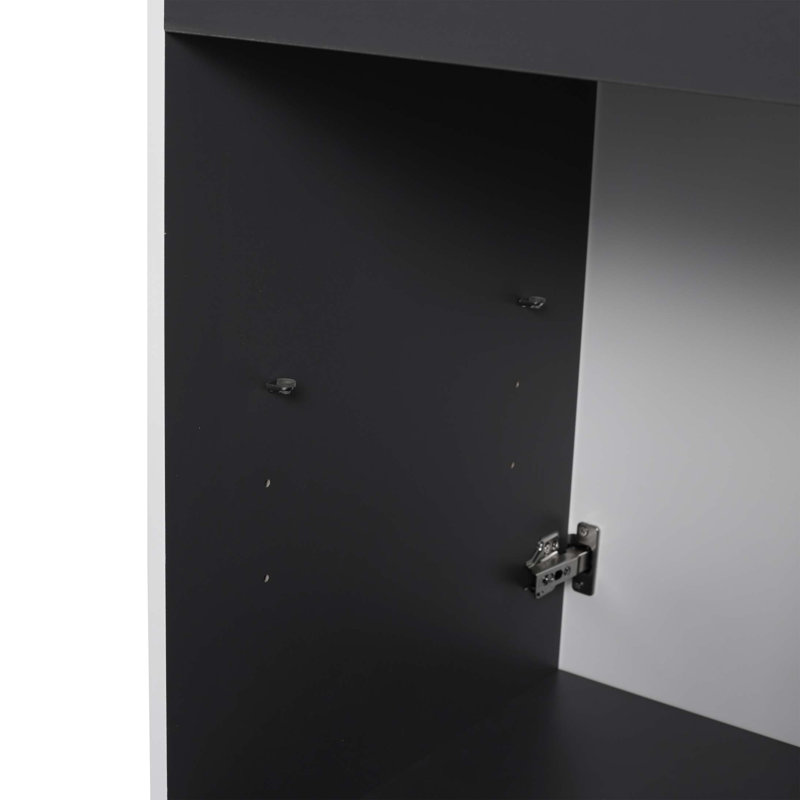 Meuble-lavabo autoportant 24 po avec lavabo en résine blanche et 2 portes d'armoire à fermeture en douceur, Blanc
