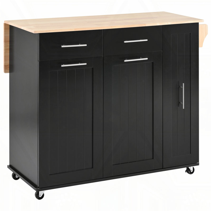 Kitchen Island with Drop Leaf, Black