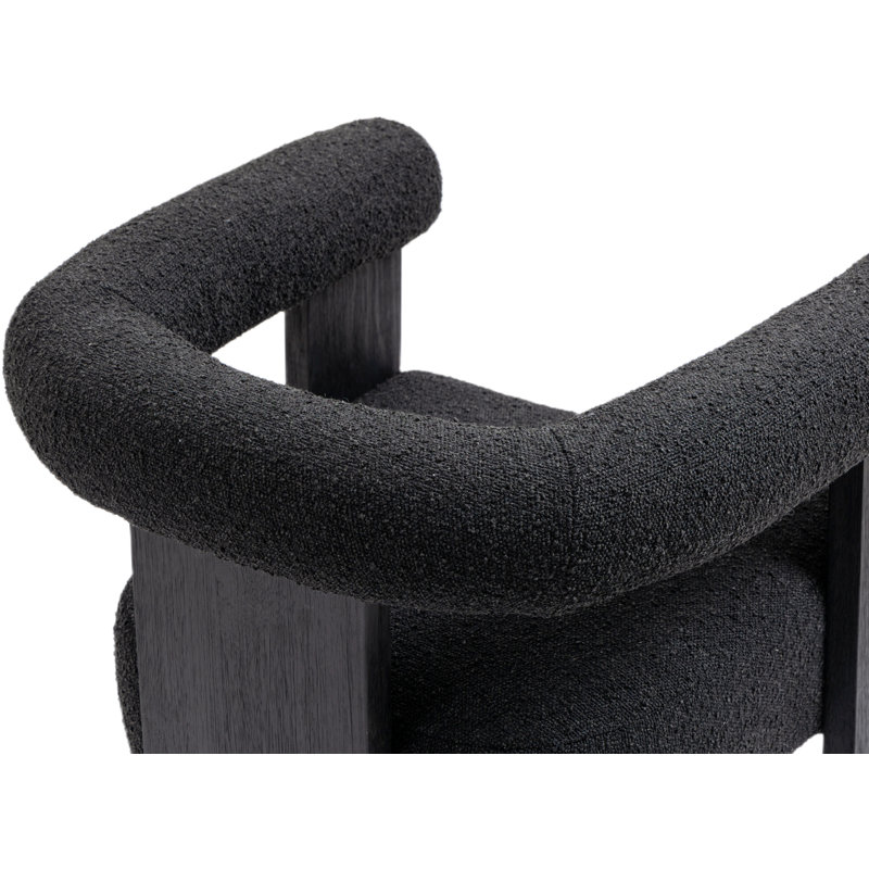 19.6'' H Upholstered Armchair, Black Boucle Fabric, Black