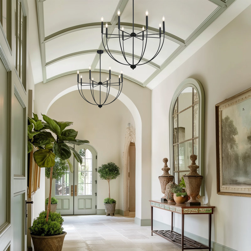 8-Light Dimmable Modern Cage Bowl Chandelier