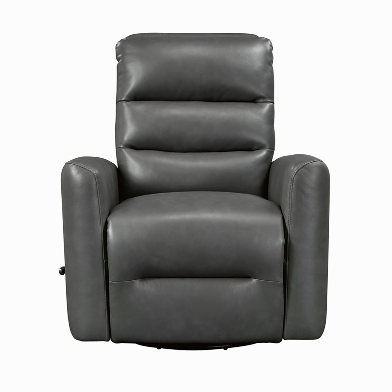 Glider Reclining Chair Swivel Motion Breathable Faux Leather Upholstery Luxury Living Room Furniture, Movie Chair, Gray
