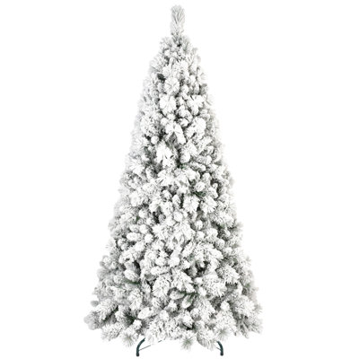 Arbre de Noël floqué avec pointes - PVC enneigé et branches à aiguilles dures, structure à charnières pour une installation facile, support en métal stable - arbre de Noël réaliste à corps entier