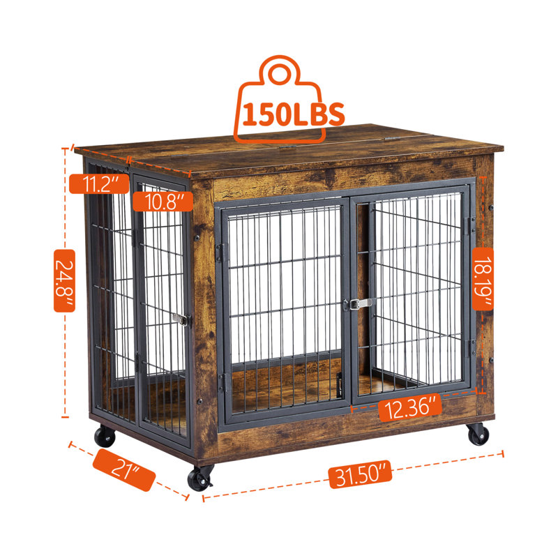Stylish Pet Crate Side Table With Multiple Access Options And Mobility Feature