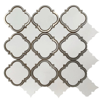 Thassos & Thassos With Patterned Metal Trim 12.3-In X 12.3-In Polished Waterjet Mosaic Floor And Wall Tile(1.05-Sq. Ft/ Piece)