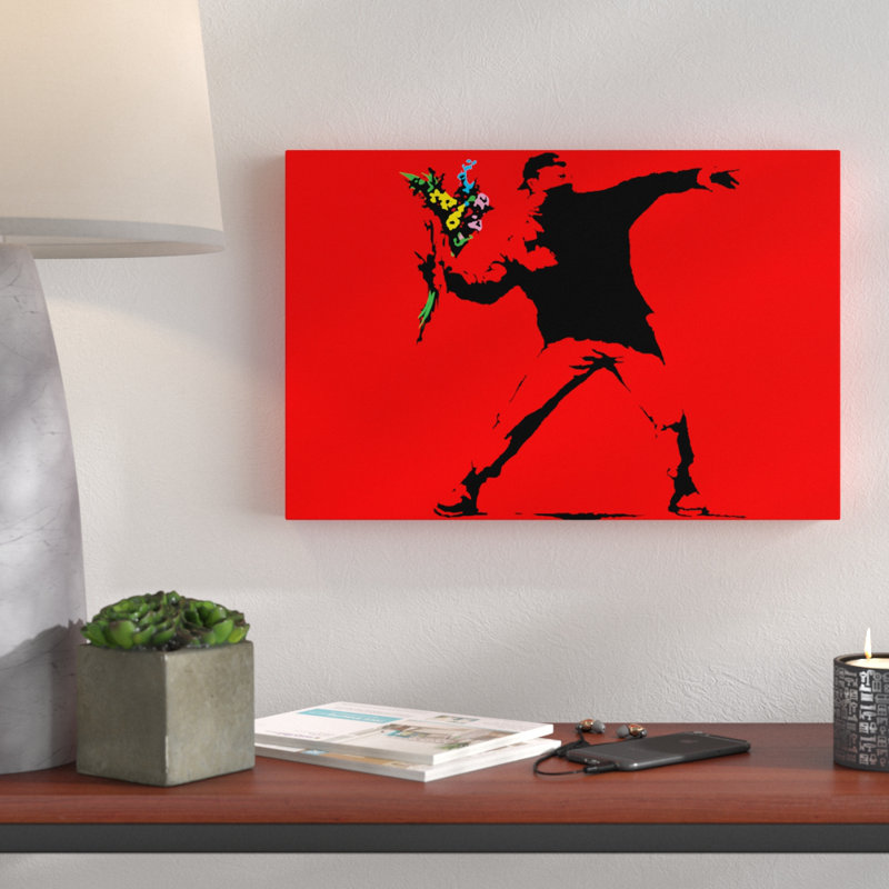 Flower Thrower by Banksy - Wrapped Canvas Print, 30 cm H x 46 cm W x 4 cm D