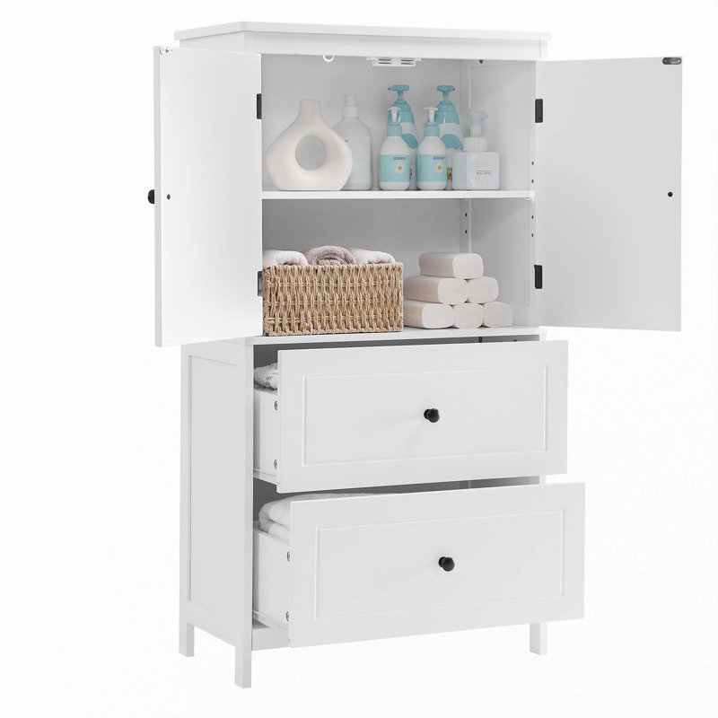 Armoire de rangement pour salle de bain avec tablette réglable, Blanc