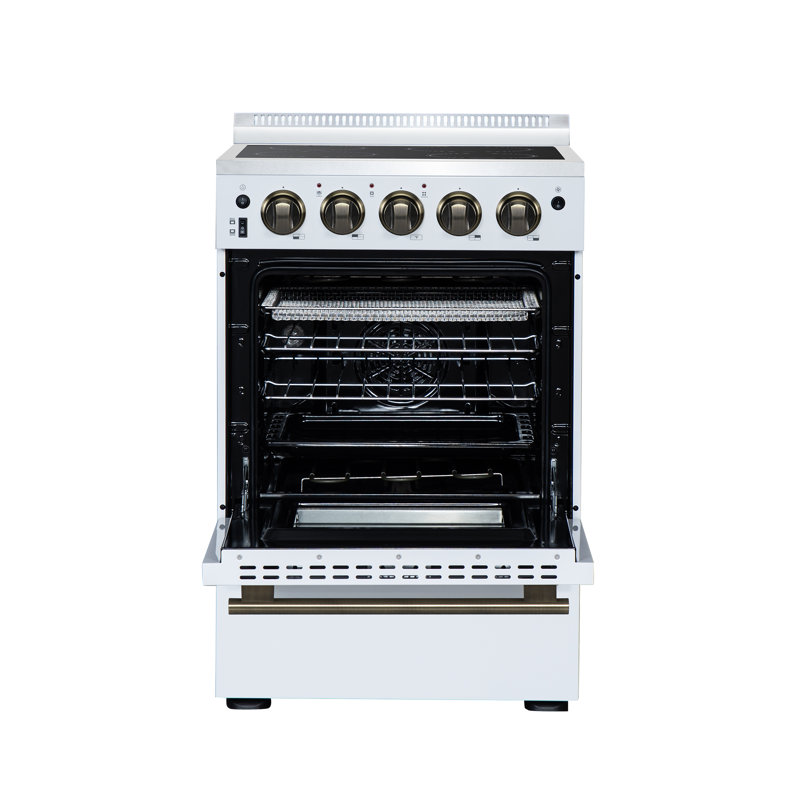 Cuisinière électrique autoportante 24 po Loiano, 6 000 W, 2,3 pieds cubes avec tiroir de rangement, Blanc