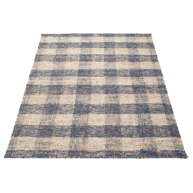 Tapis kilim bleu marine unique 5 pi 6 po x 7 pi 7 po Palas Denizli