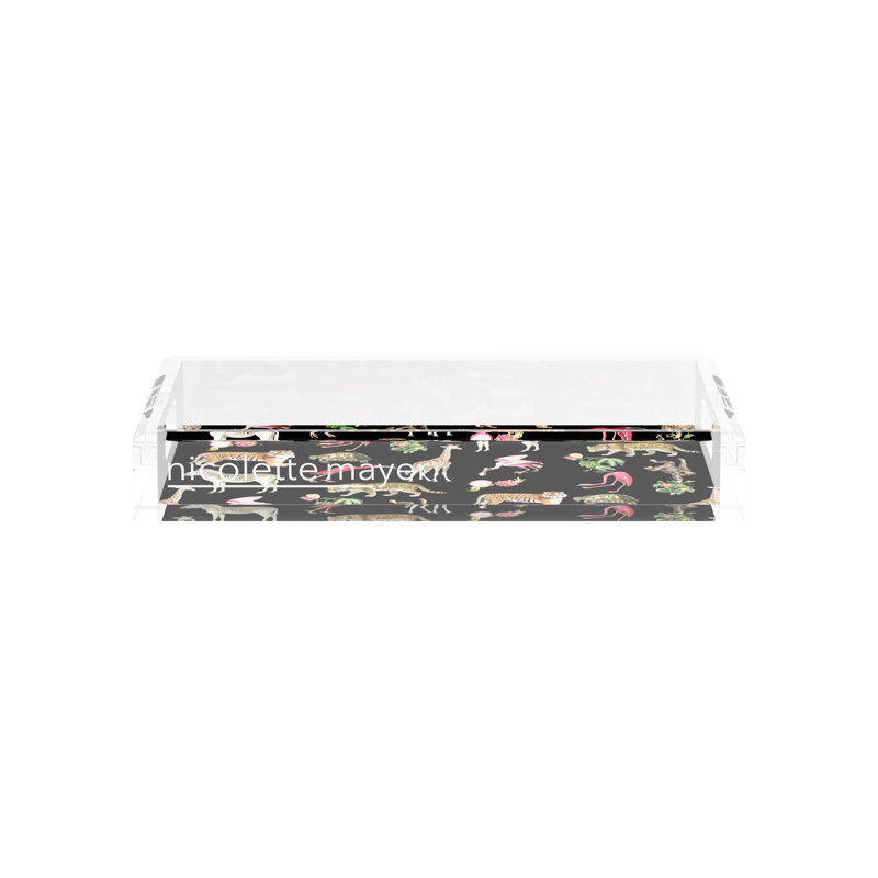 Plateau décoratif rectangulaire en acrylique Exotix, Noir, H 2 po x l 12,5 po x P 7,75 po