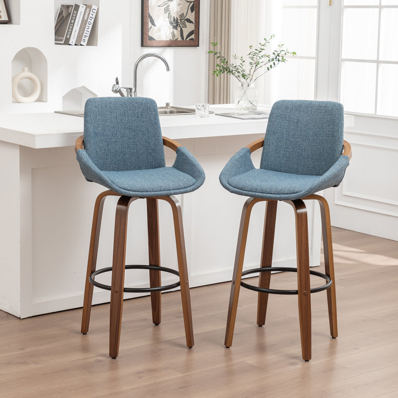 Tabouret de bar et de comptoir pivotant Carruth, Bleu, Tabouret de comptoir (siège d'une hauteur de 25 p