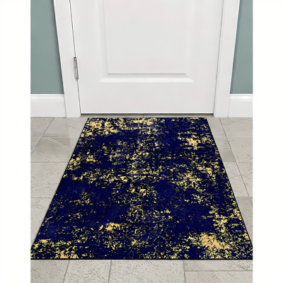 MAVAL Black Washable Rug Doormat Rug
