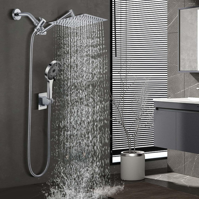 Pomme de douche à pluie double 1,75 GPM GPM, Argent