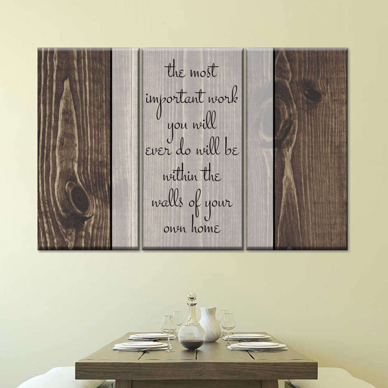 «Most Import Work Typographie», reproduction d'art sur toile, H 24 po x l 38 po x P 1,25 po