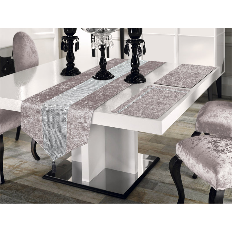 Ternate Luxury Velvet Dramatic Table Accessories, 45" x 6", Blush