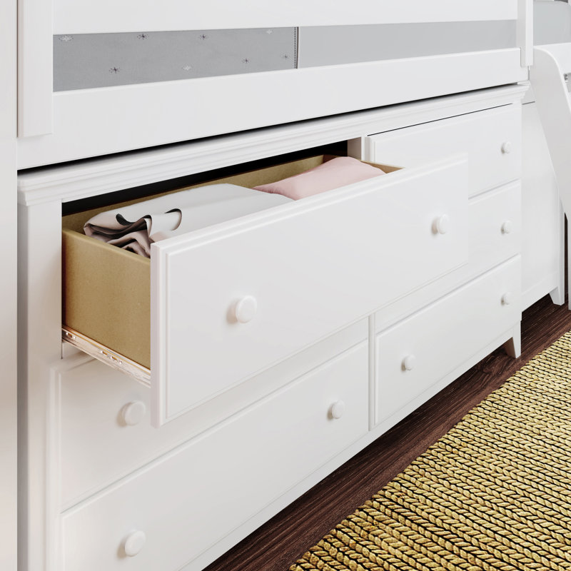 Kaiden Kids Twin Loft Bed with Drawers, White