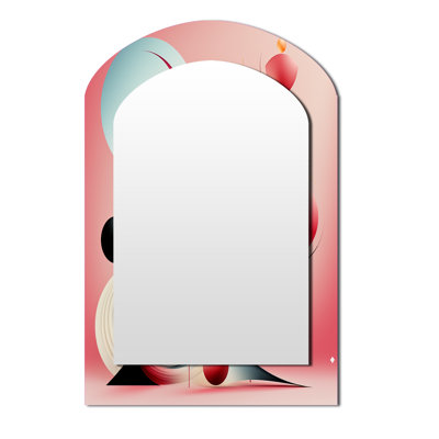 Happy Flowers of Rhythm In Pink And Blue - Geometric Asymmetrical Unique Wall Mirror, Modern Unique Shape Mirror, Printed Metal Art