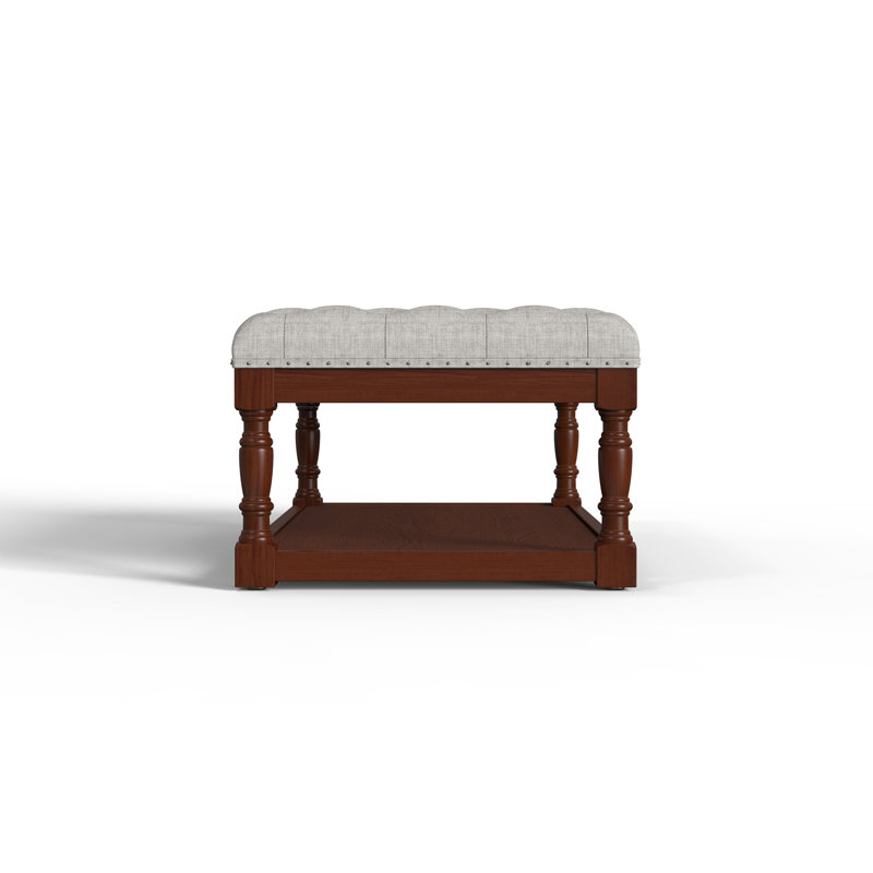 Upholstered Ottoman, Gray Linen Blend, Dark