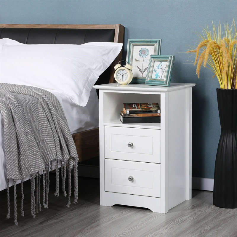 Behr 40 cm W Bedside Table, Highgloss sand grey