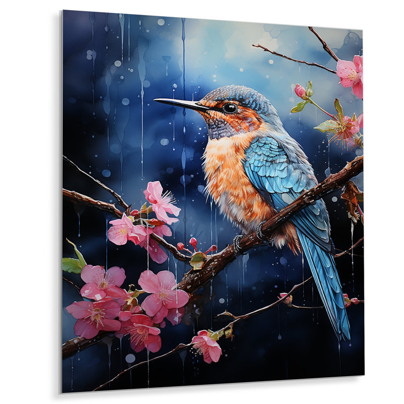 Colibri matin Melody Blooms II - Colibri, art mural en métal, H 20 po x l 12 po x P 1 po