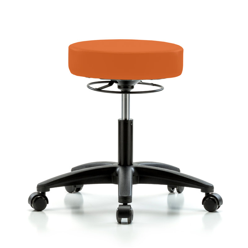 Tabouret à hauteur réglable Exaucet Perch | Hauteur du bureau: 18 à 23 po | Vinyle blanc Adobe, Vinyl Orange Kist