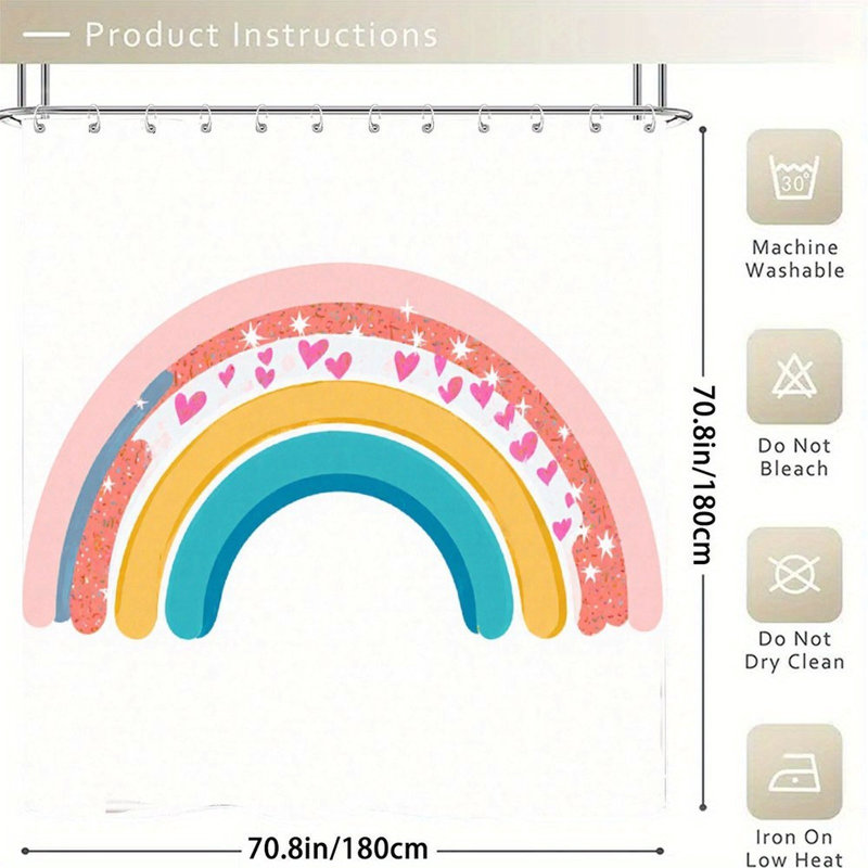 Rideaux de douche pastel arc-en-ciel, 71 x 71