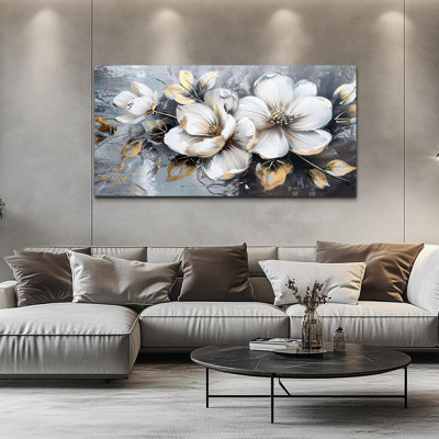 Canvas Wall Decor For Bedroom Wall Art For Living Room Office Decorations White Flowers Wall Paintings Abstract Pictures Modern Artwork Posters Kitche