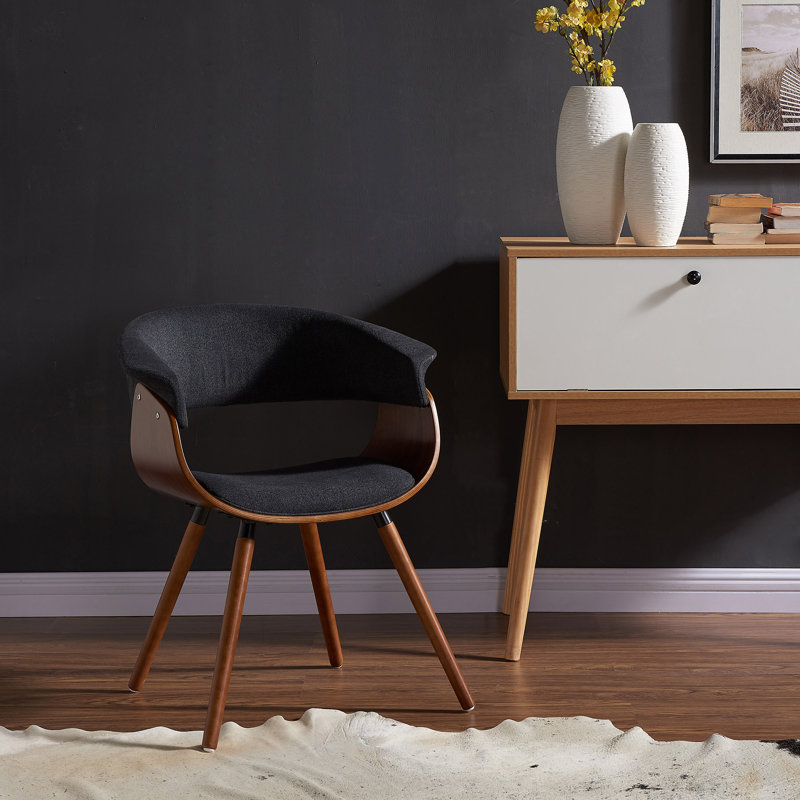 Dayshanay Upholstered Side Chair, Walnut, Polyester Blend Charcoal