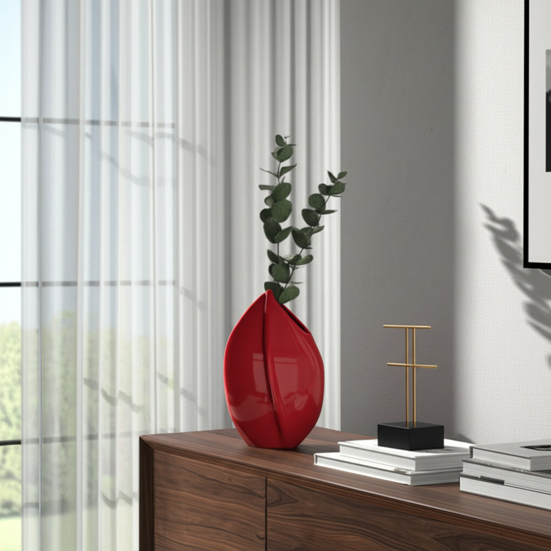 Vase de table moderne en céramique pour la décoration intérieure, H 16,75 po x l 11 po x P 5 po