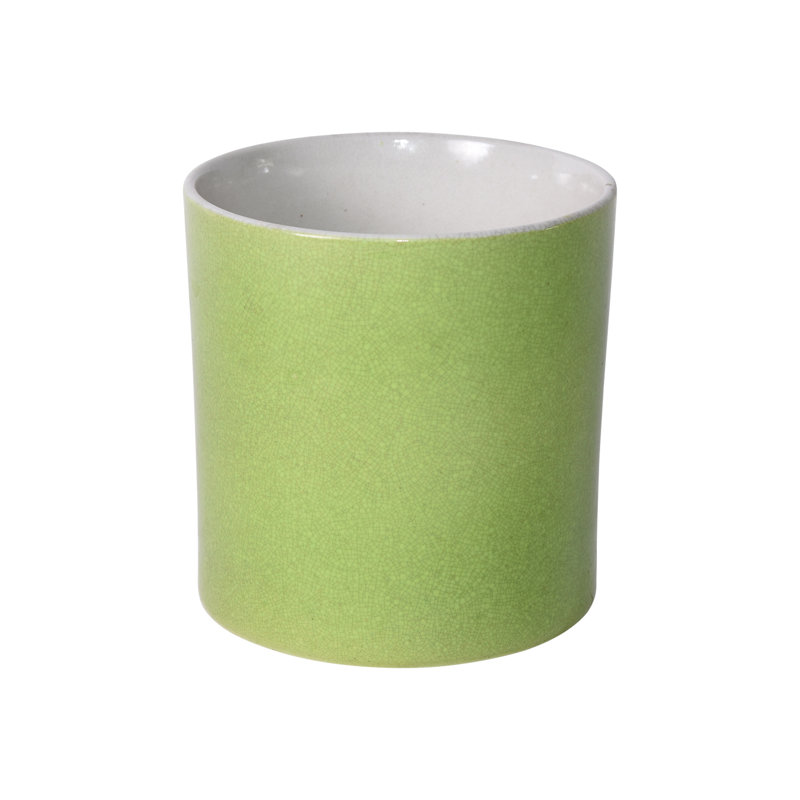 Handmade Ceramic Planter, Lime Green, 6" H x 6" W x 6" D