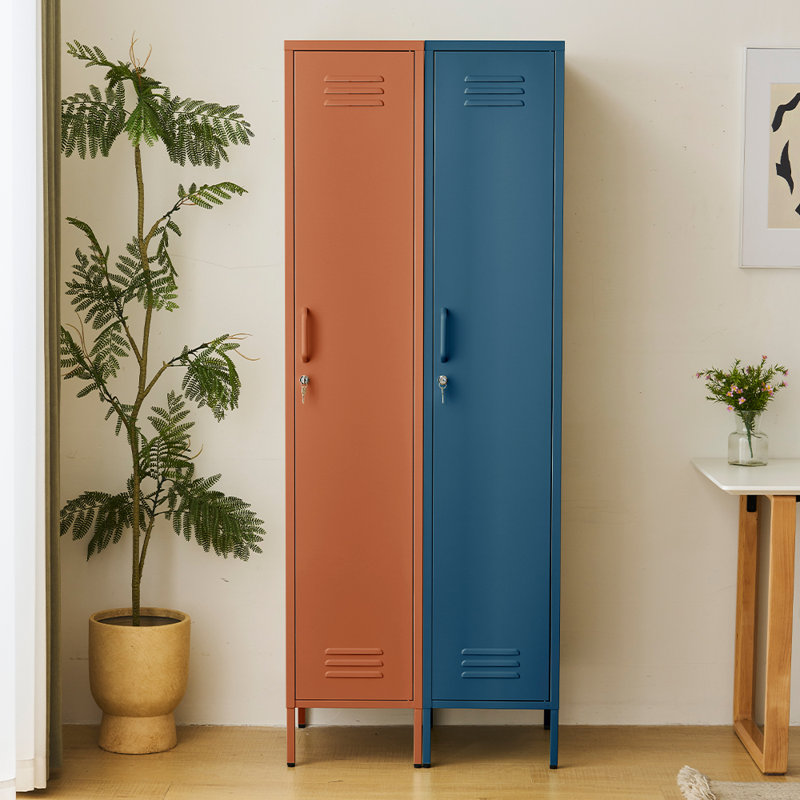 Striegel Steel Single Door Storage Cabinet, Navy;Orange